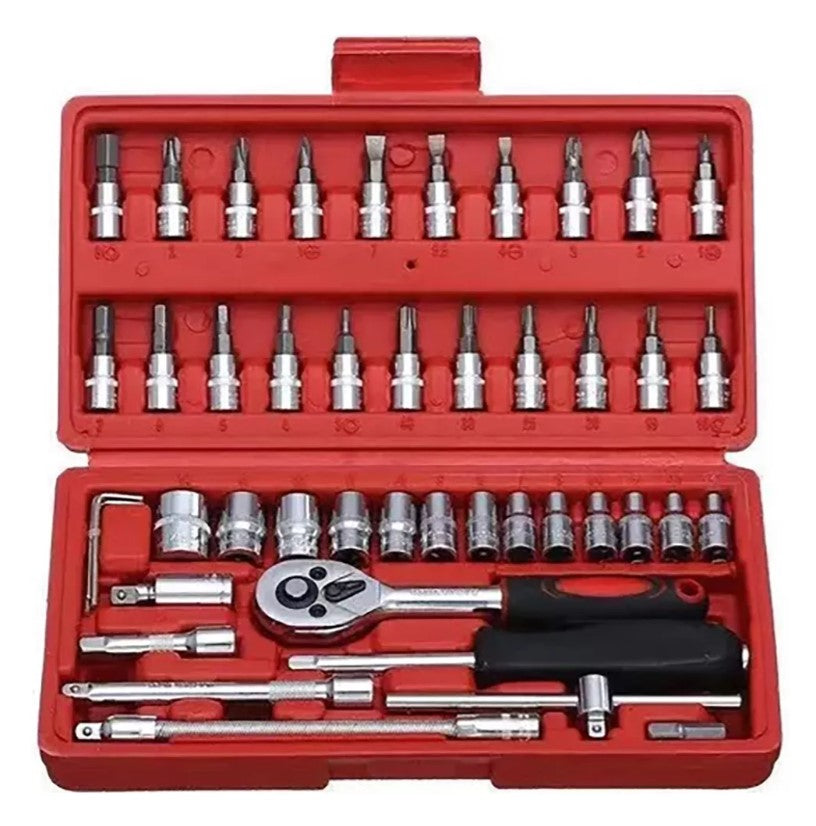 🔹 Pack Taladro Inalámbrico + Juego de Dados 46pcs 🔩🔧⚡