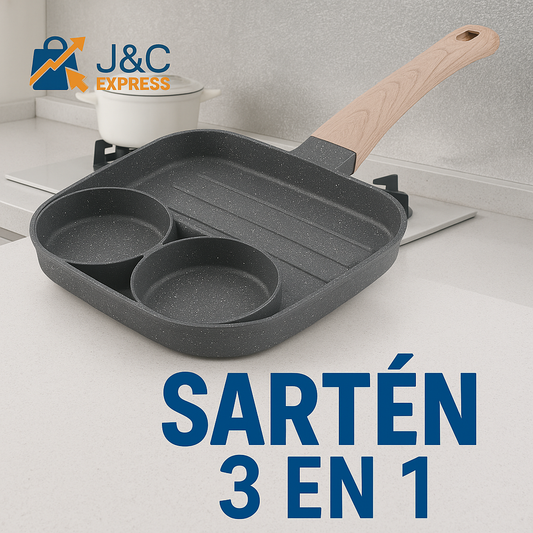 🍳✨ ¡Sartén 3 en 1 Antiadherente!