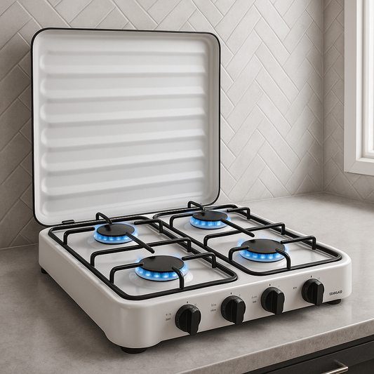 Cocina de Gas con Tapa de Acero 4 Platos🔥